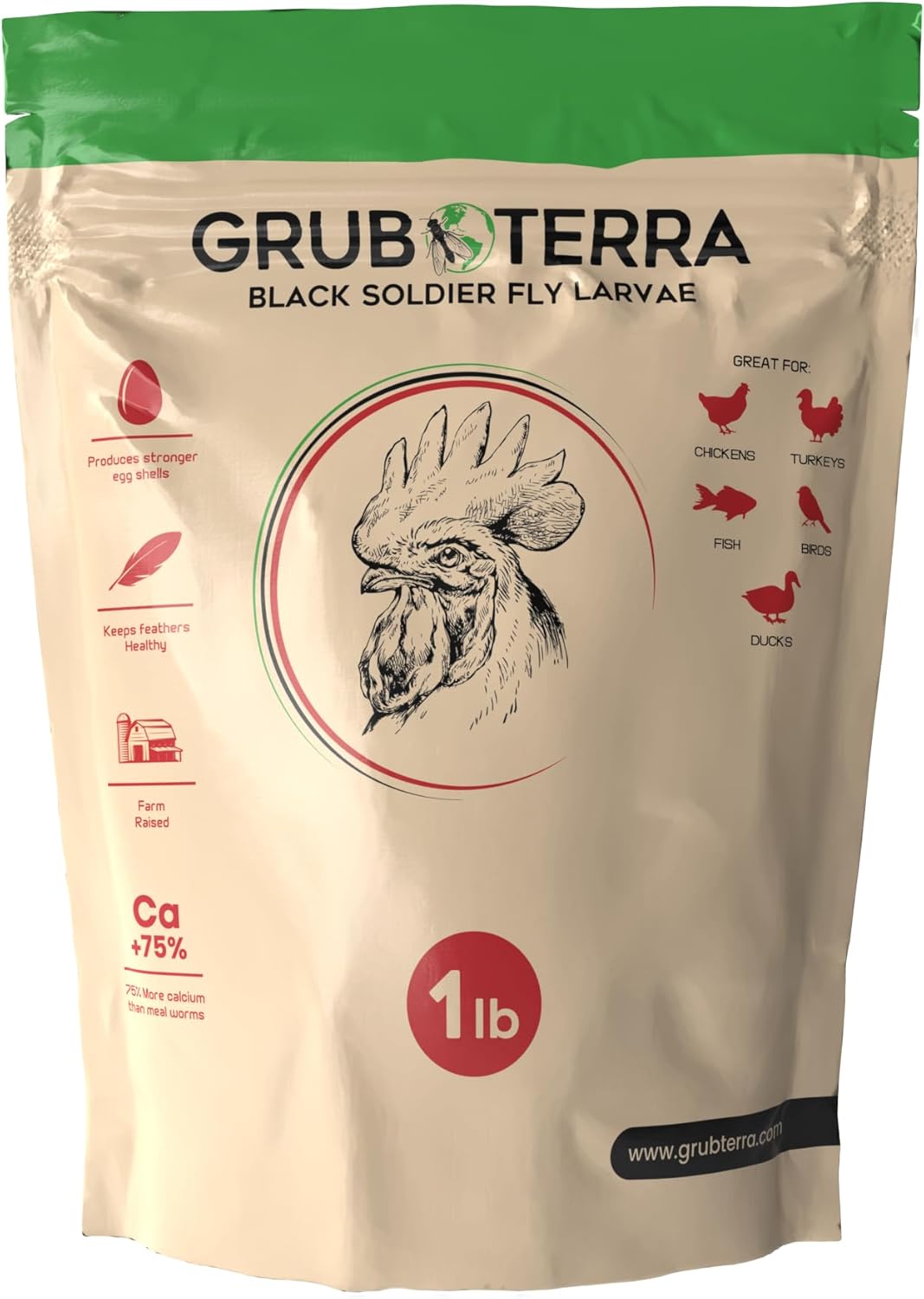 GrubTerra Black Soldier Fly Larvae for Chickens - Dried BSFL Poultry Treat, High Protein Calcium Feed Supplement for Laying Hens, Backyard Chickens, Sourced from Mexico, Not from China - 5LB - Image 9