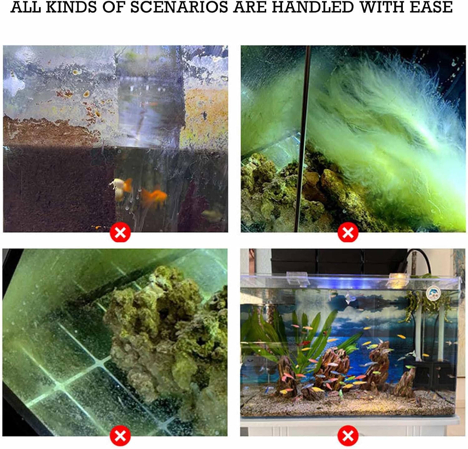 Humyeam fish tank cleaning brush set showing the hanging hole for convenient storage.