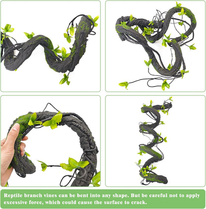 Reptile tank setup with Vcepjh 70 inch bendable climbing branch