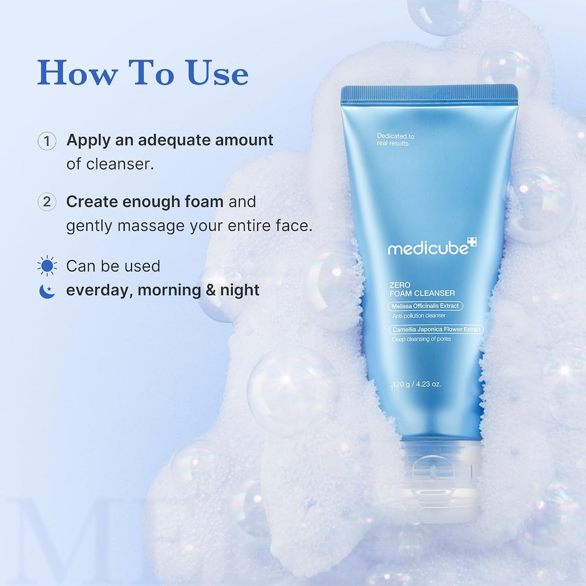 Medicube Zero Foam Cleanser applied on hand