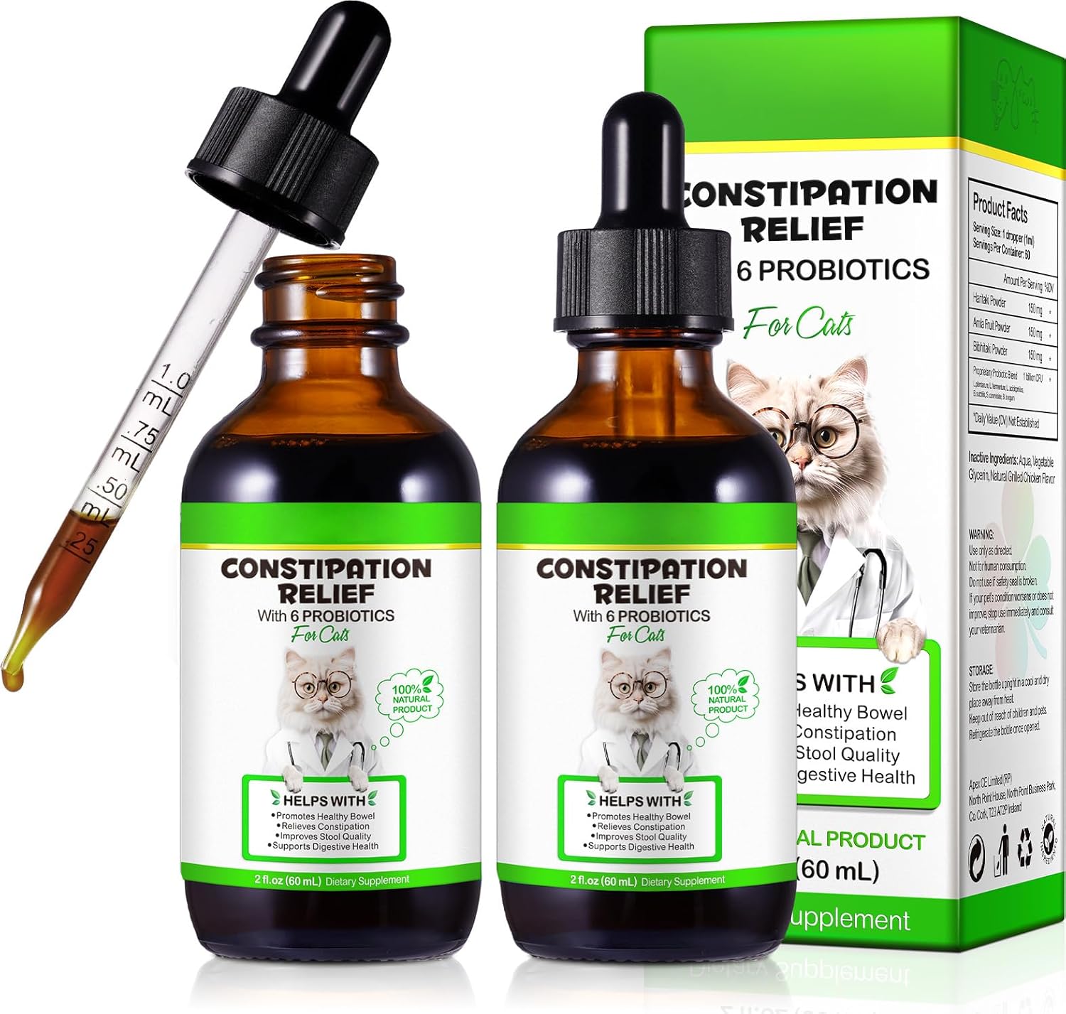 VOSIFSDIY Cat Constipation Relief, Liquid Drops Supports Laxative Relief, Cat Herbal Supplements, Stool Softener Laxative Constipation Relief, Chicken Flavour- 60ml / 2 fl.oz - Image 10