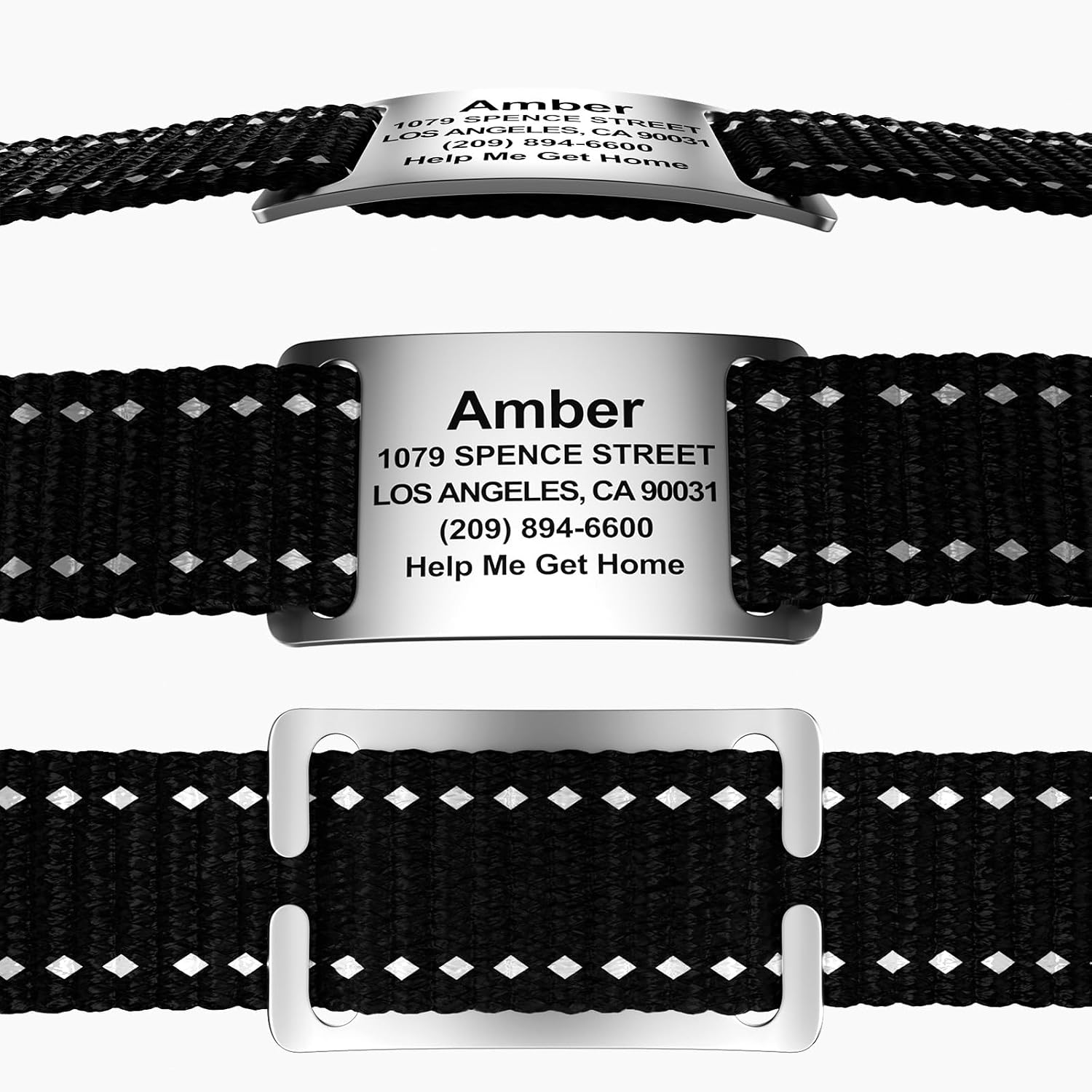 TechMark authentic USA imported personalized steel dog tag on a pet collar