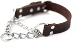 Mighty Paw Martingale Dog Collar - No Pull Design - Stainless Steel Chain - Limited Chain Cinch Training - Brown Leather Martingale Training Collar - Large Size - Image 9
