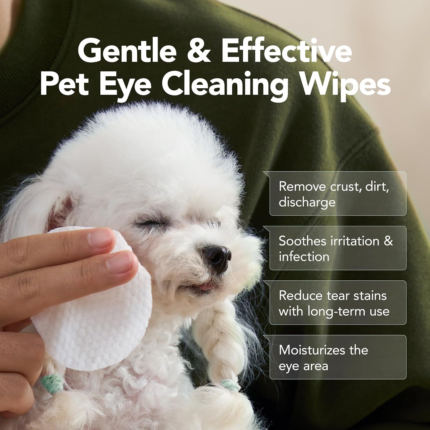 Hypoallergenic pet eye cleaning pads for removing tear stains