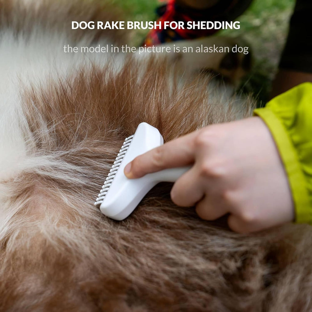 White Taomypets deshedding tool for long haired dogs