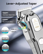 Stainless steel blade close up on the M&M STAR low noise rechargeable dog clipper.