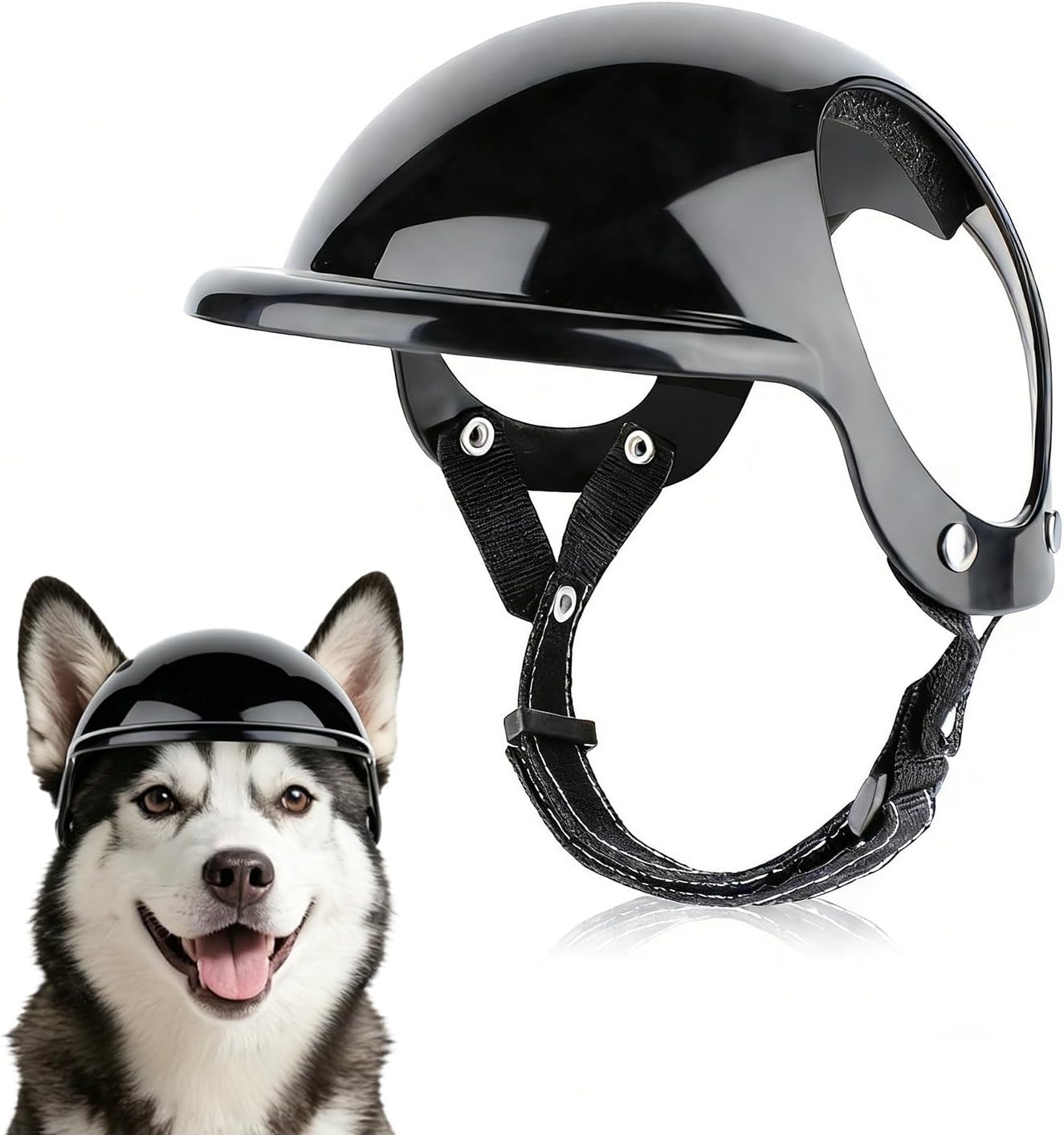 Glossy black finish of Lesypet protective pet headgear