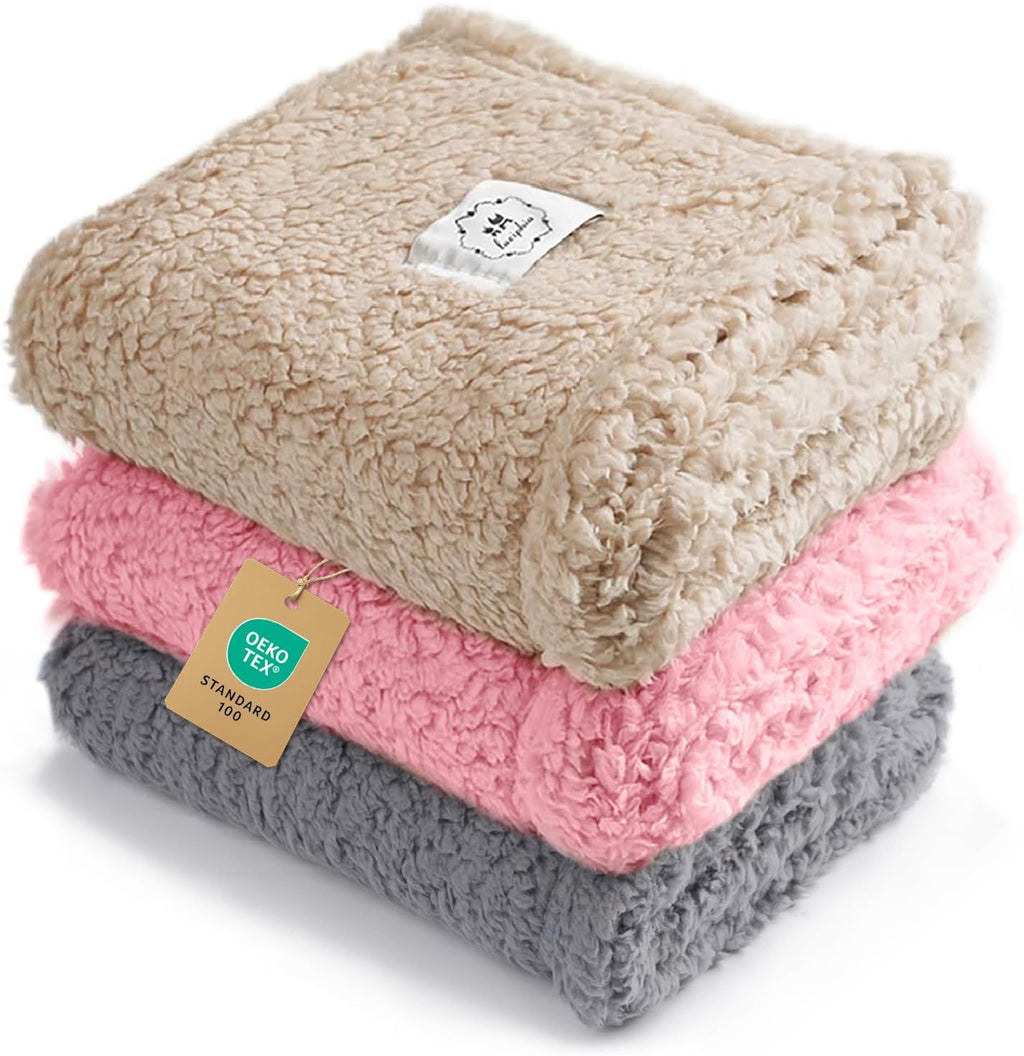 1 Pack 3 Calming Blankets Fluffy Premium Fleece Pet Blanket Soft Sherpa Throw for Dog Puppy Cat Beige Small (23" x16'') - Image 14