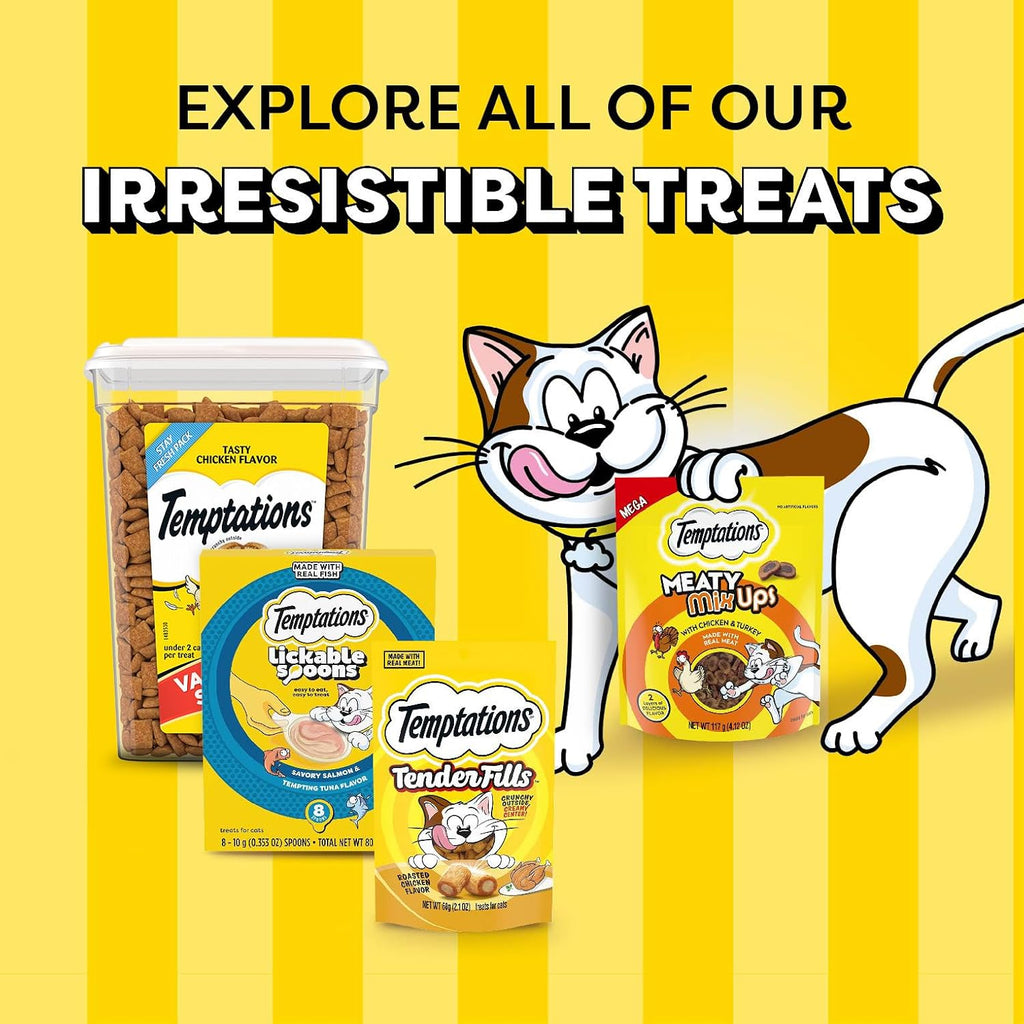 Temptations Lickable Spoons, Soft Lickable Cat Treats, Adult Wet Cat Treats, Savory Salmon and Tempting Tuna Flavor, 4 Spoons, Pack of 12 (48 Total) - Image 9