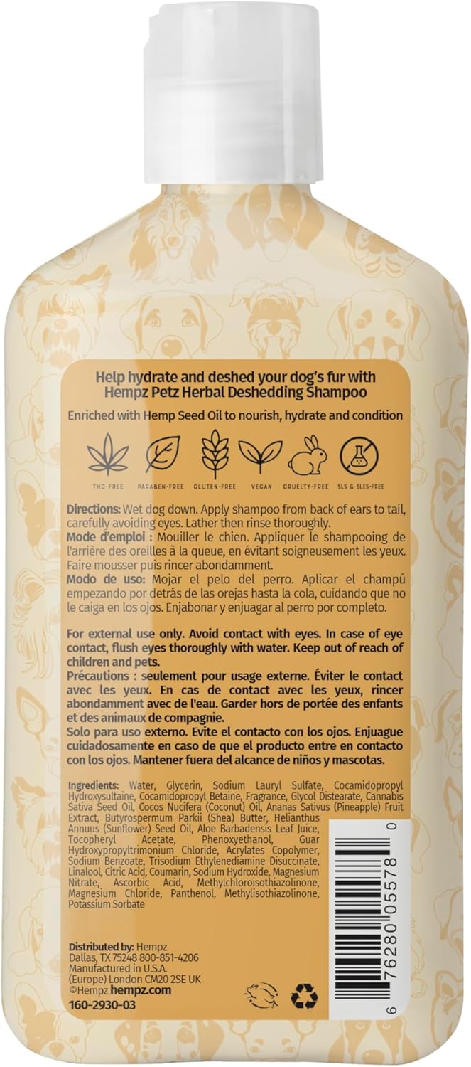 Hempz Petz shampoo bottle with tropical pineapple and coconut design