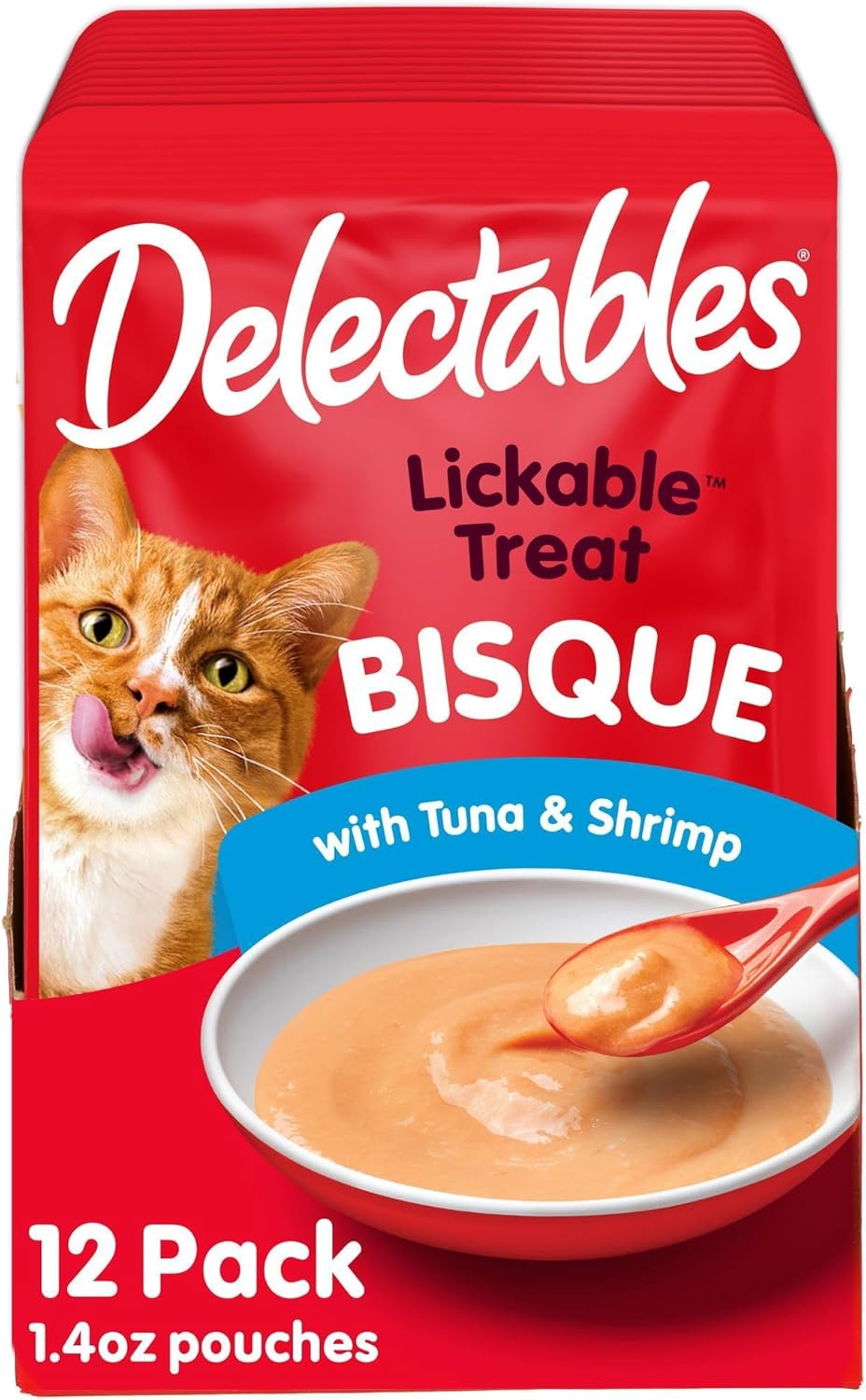 Delectables Lickable Treat Bisque Wet Cat Treat with Real Tuna & Salmon, Food Topper, Hydrating, Grain-Free, No Fillers, No By-Products, No Added Preservatives, 1.4oz Pouch, 12ct - Image 14