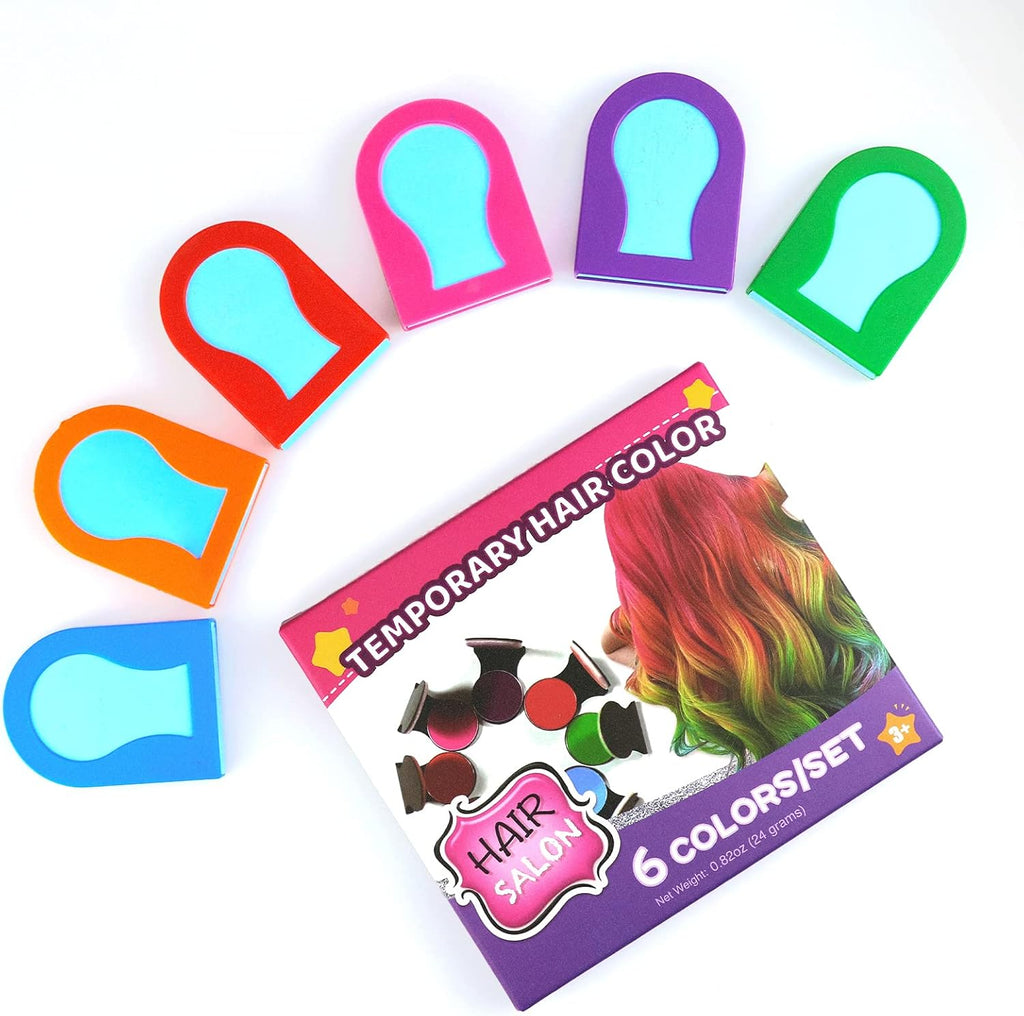 Tallsocne temporary hair chalk for kids front view packaging showcasing six colorful sticks