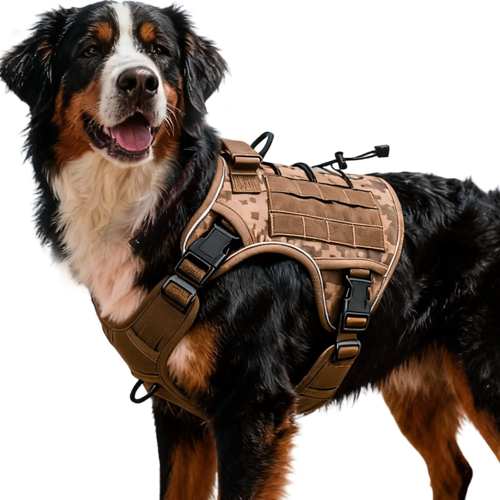 Heavy-Duty Tactical Dog Harness for Large Dogs, No Pull Adjustable Reflective Pet Vest with Molle System, K9 Military-Grade Control for Service Training, Outdoor & 10+ Breeds, Pink Camo, Medium - Image 15