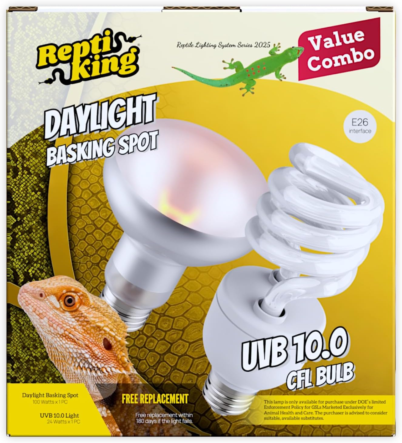 Hygger Zoo reptile basking spot and UVB bulb combo pack front view showcasing dual premium terrarium lamps.