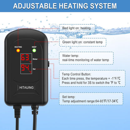 HiTauing 300W heater showing explosion-proof quartz glass tube