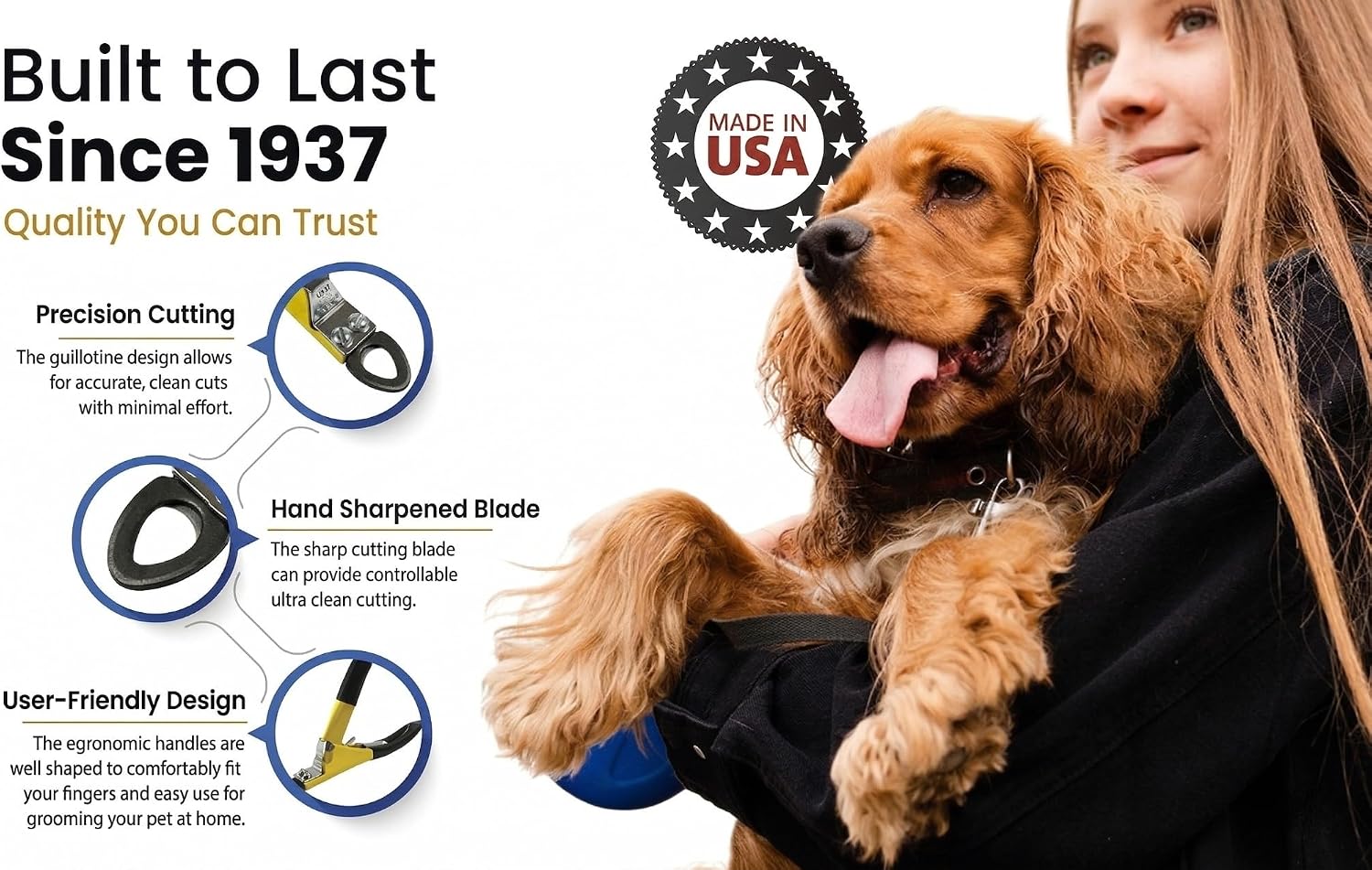Resco deluxe dog nail clippers in yellow powder coat finish