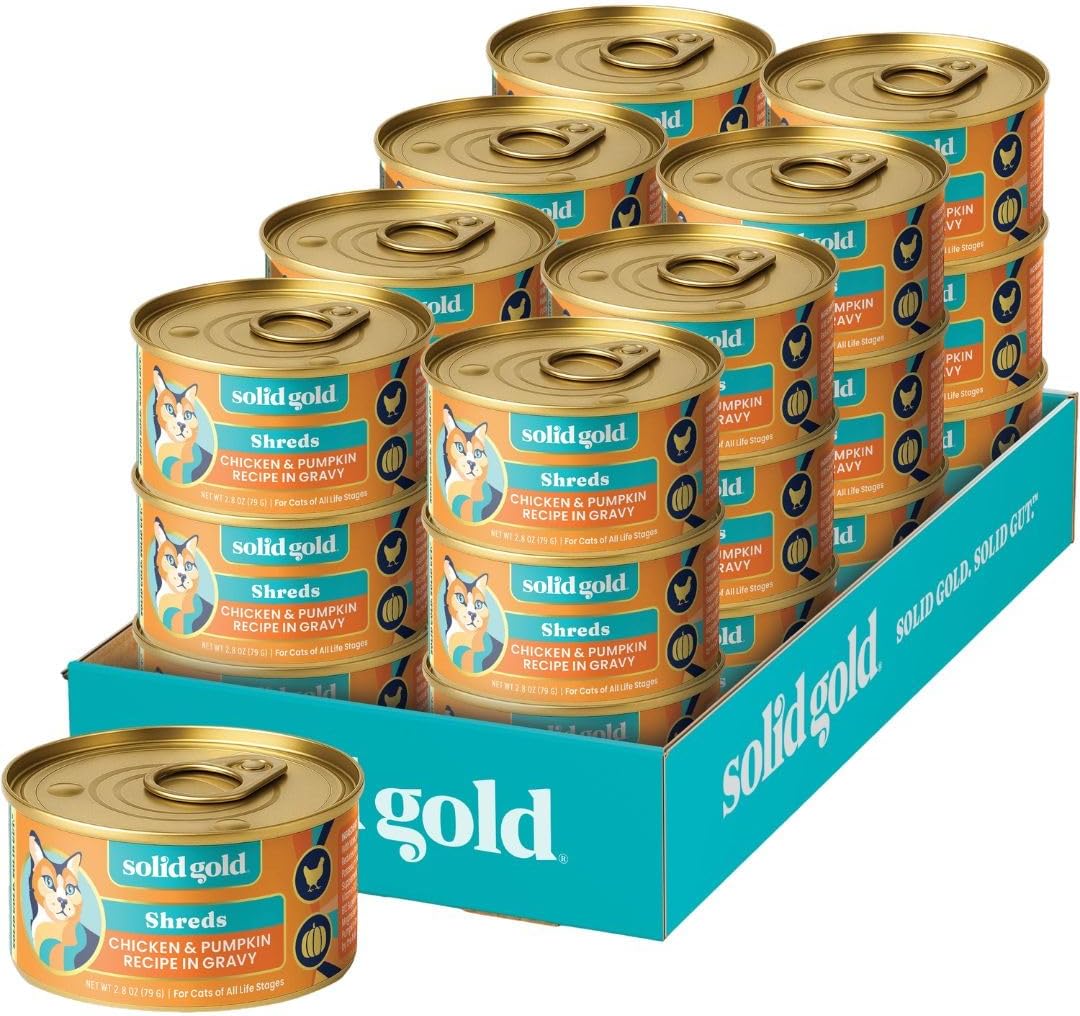 Solid Gold Wet Cat Food Variety Pack - Pate & Shreds in Gravy - Healthy Canned Cat Food Pate w/Real Chicken, Tuna, Mackerel & Sardine - Grain Free & Gluten Free Can Meals for Cats & Kittens - 12ct/3oz - Image 15