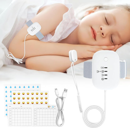 LINGSFIRE Bed Wetting Alarm front view of white wearable device for kids.