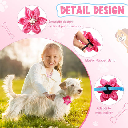 Reginary multicolor dog charms flower displaying the durable back elastic band attachment