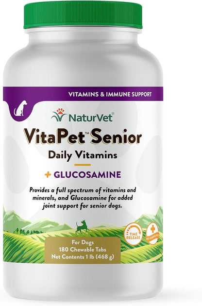 NaturVet VitaPet Senior Daily Vitamin Dog Supplements Plus Glucosamine - Includes Full-Spectrum Vitamins, Minerals - Joint Support for Older, Active Dogs - 120 Ct. Soft Chews - Image 9