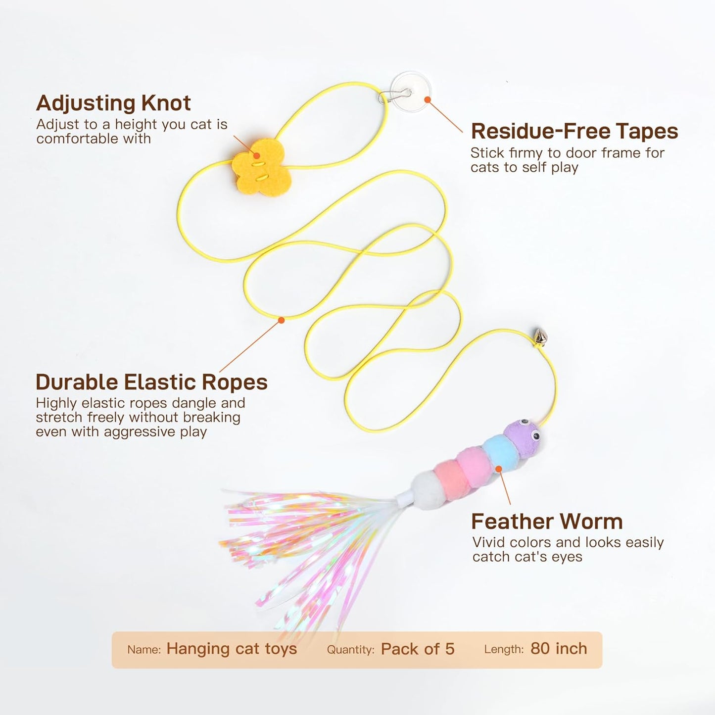 Packaging contents of the Potaroma interactive cat teaser kit showing all five replacement pieces.
