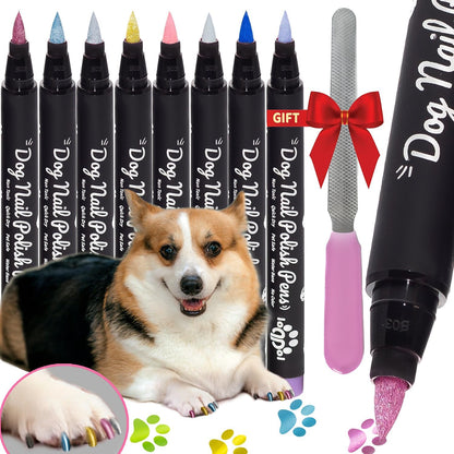 Demonstration of dog nail art with non-toxic markers