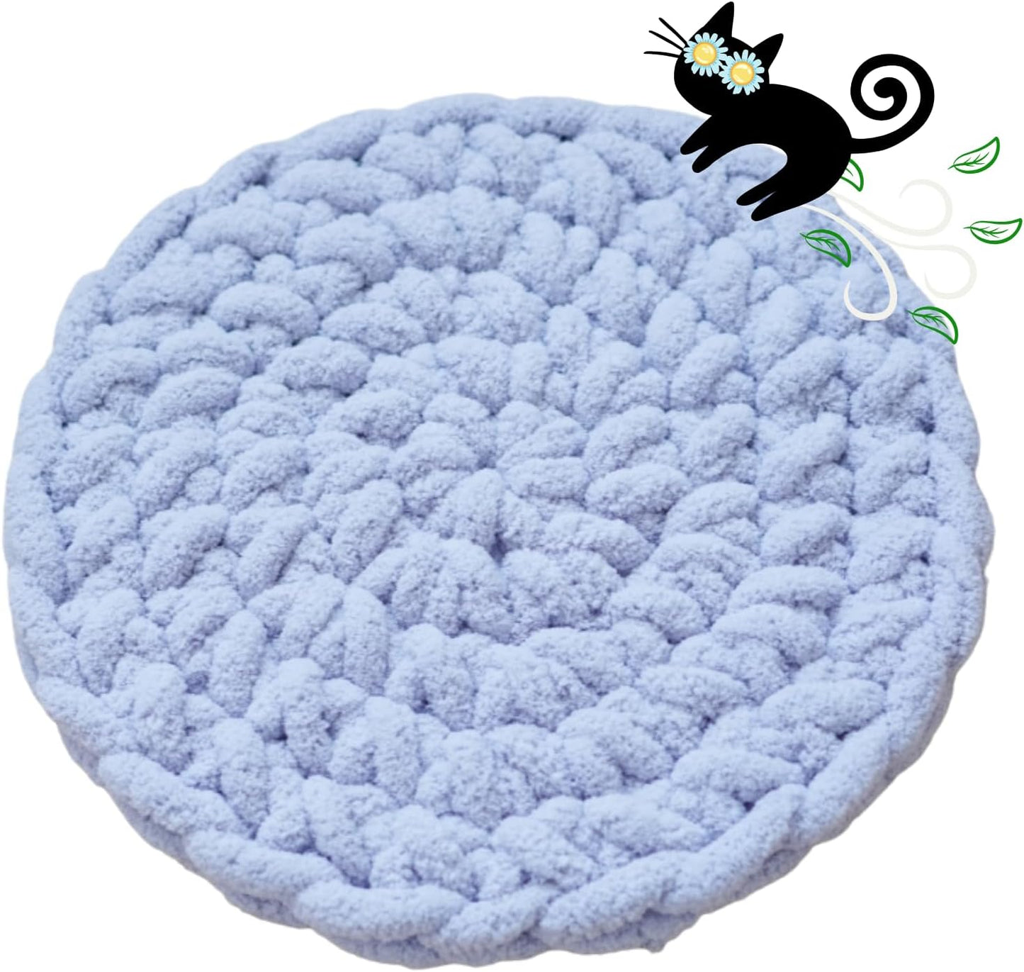 Cat Extra-Soft Kneading Mat, Handmade Washable Round Cat Pad Blanket for Indoor Kittens, Plush Breathable Cushion Bed for Cat Trees, Sofas & Floors (White,Small) - Image 11