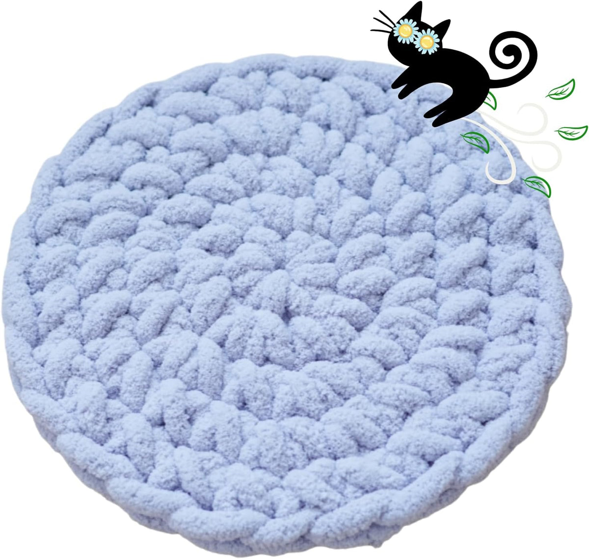 Cat Extra-Soft Kneading Mat, Handmade Washable Round Cat Pad Blanket for Indoor Kittens, Plush Breathable Cushion Bed for Cat Trees, Sofas & Floors (White,Small) - Image 11