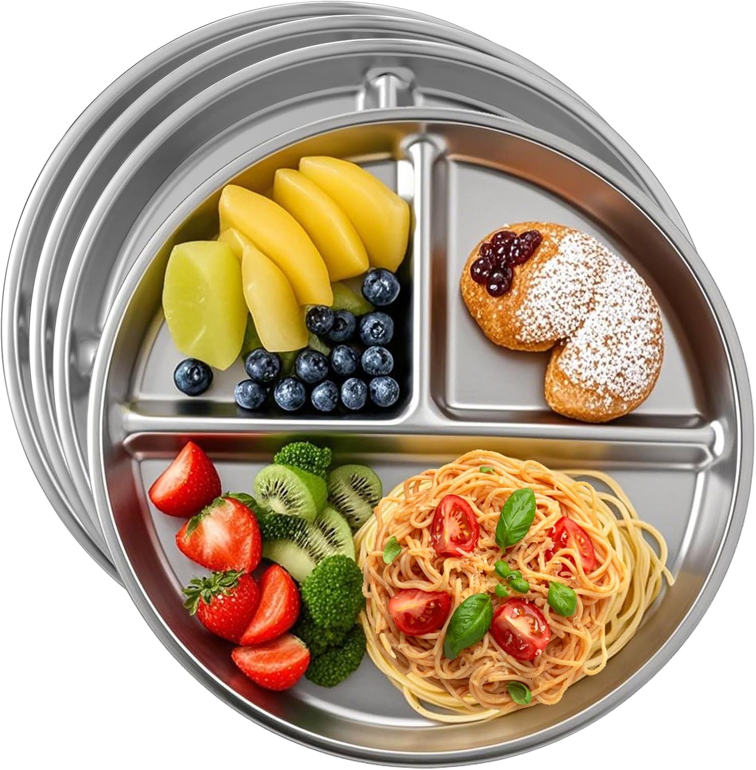 Juyuanfenggou stainless steel portion control plates front view