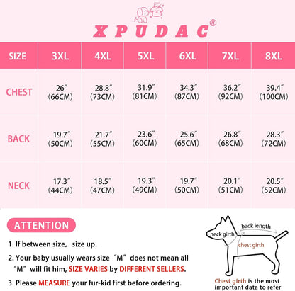 Large breed dog wearing soft postoperative recovery suit pajamas
