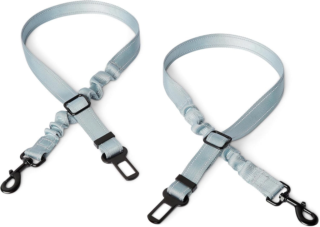 Amazon Basics adjustable dog seat belt with travel bowl front view