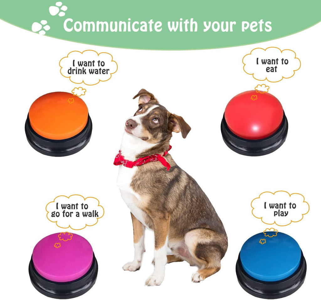 Multi colored talking dog buttons for pet communication training