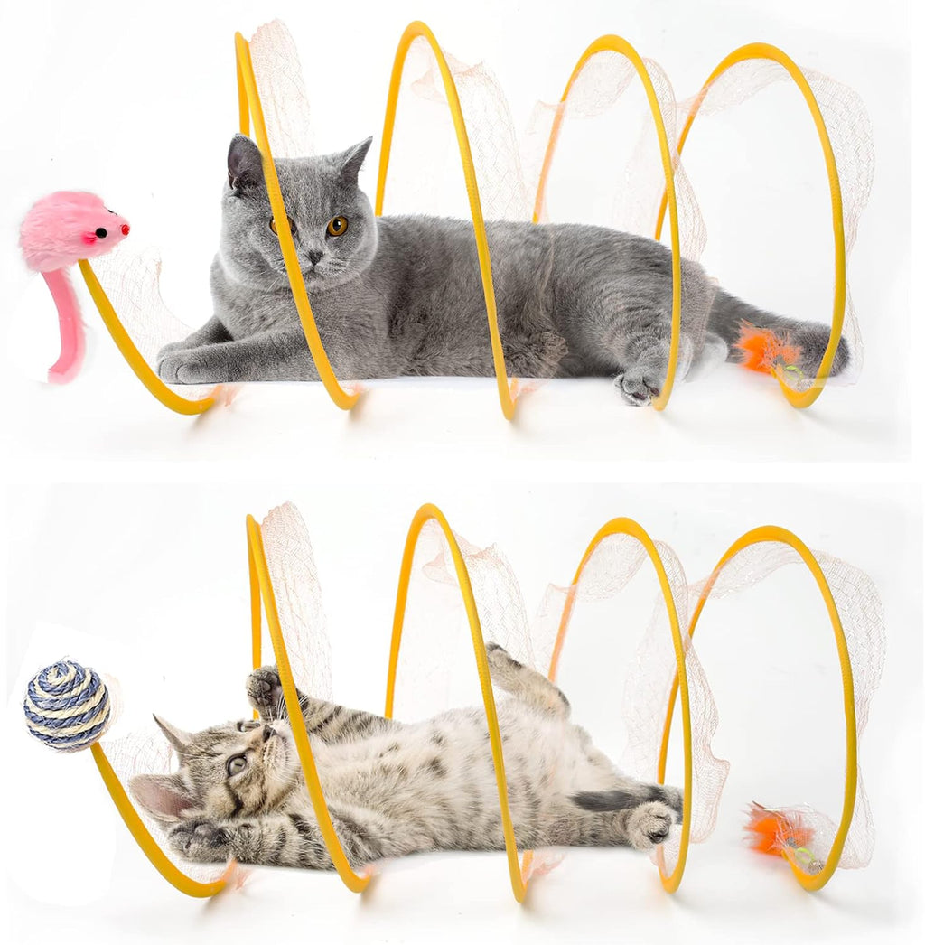 Two-in-one design of the pet tunnel bed being used by an active kitten