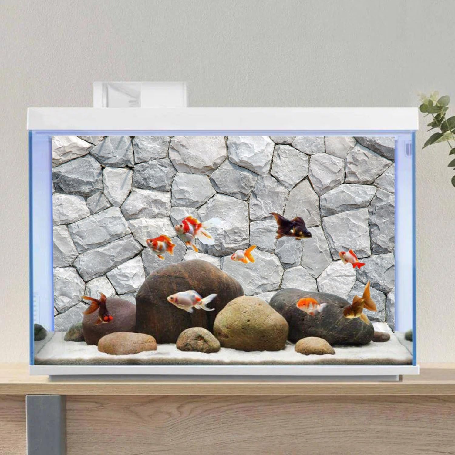 AWERT vinyl fish tank backdrop showing included mounting accessories