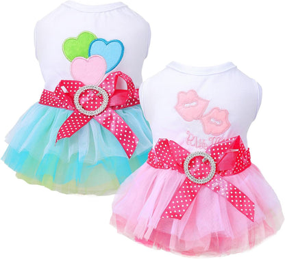 Kallfir's Cutie 2-pack dog princess dresses front view pink and black options