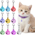 Exclaith 10 pack cat collar bell front view showcasing assorted vibrant colors with silver lobster clasps.