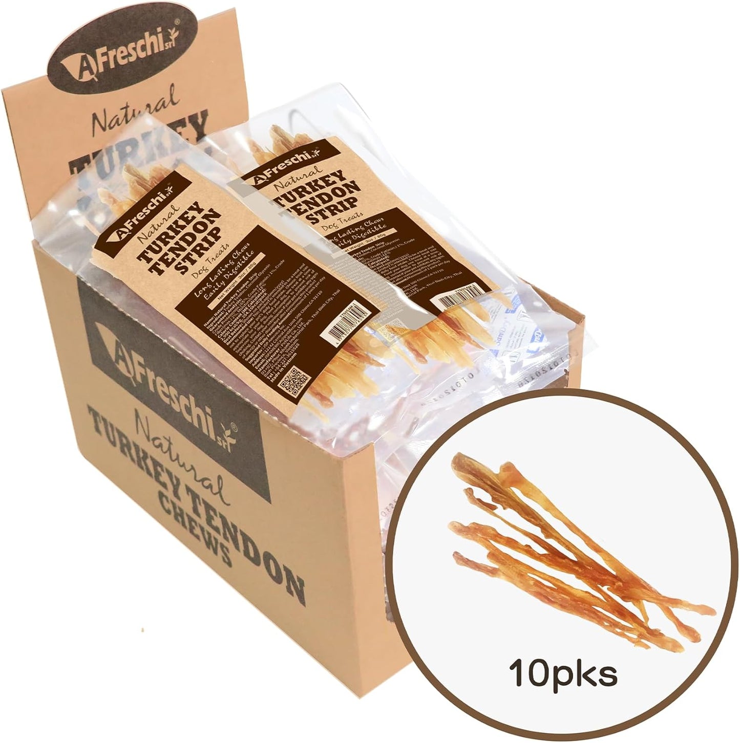 A Freschi srl Turkey Tendons for Dogs, USA-Sourced Human Grade, Rawhide-Free Long-Lasting Puppy Chews, All Natural Hypoallergenic Dog Treats for Small Breeds, Strips, 3oz Pack - Image 9