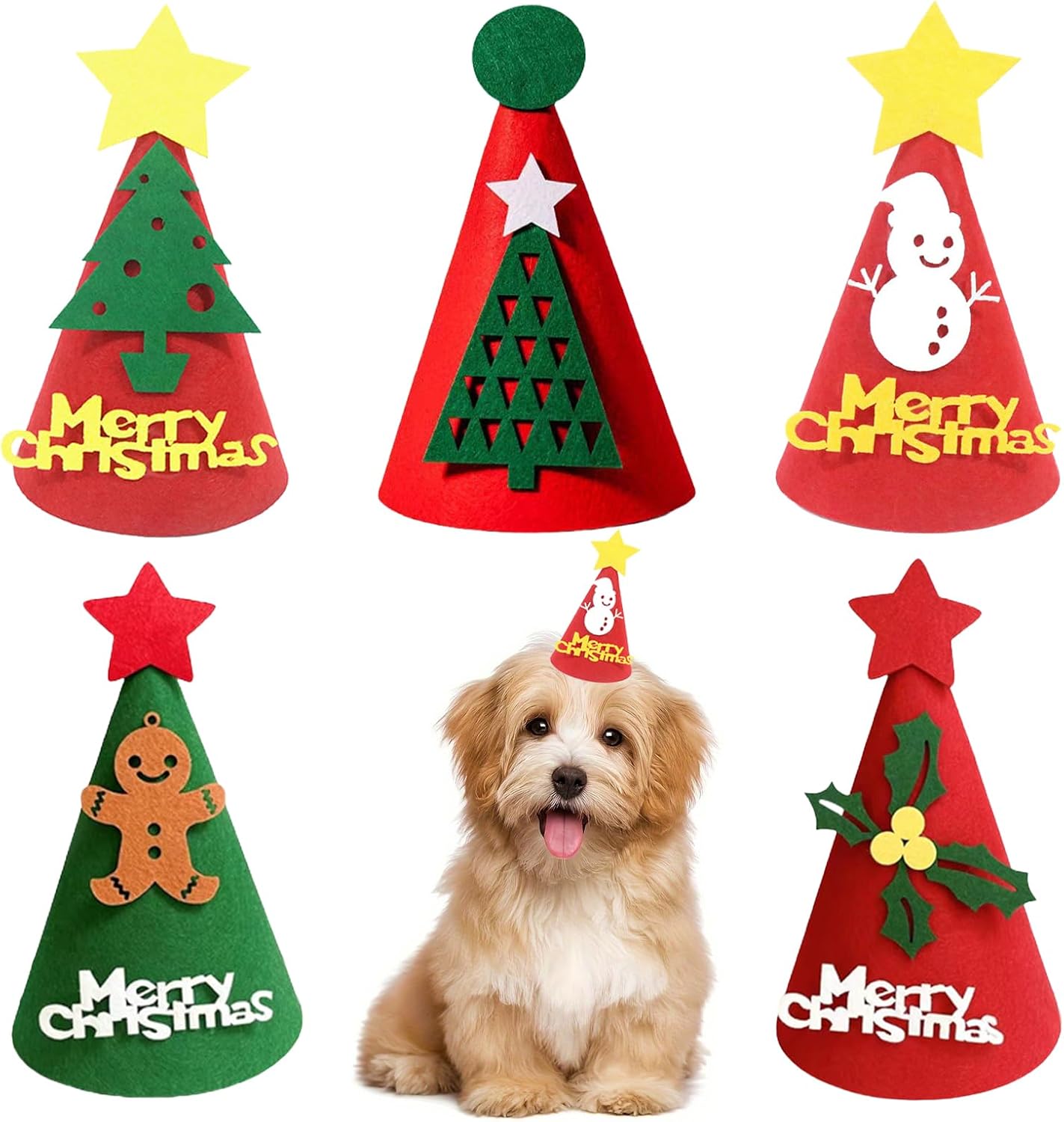 10 Pcs Dog Birthday Hat Set for Small Medium Dogs Cat Puppies, Mini Party Hat with Adjustable Headbands, Cute Pet Hat with Pompons for Birthday Christmas Party Decoration Accessories (Large 5 Inch) - Image 12
