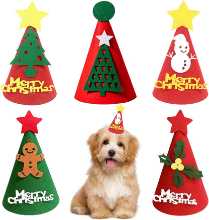 10 Pcs Dog Birthday Hat Set for Small Medium Dogs Cat Puppies, Mini Party Hat with Adjustable Headbands, Cute Pet Hat with Pompons for Birthday Christmas Party Decoration Accessories (Large 5 Inch) - Image 12