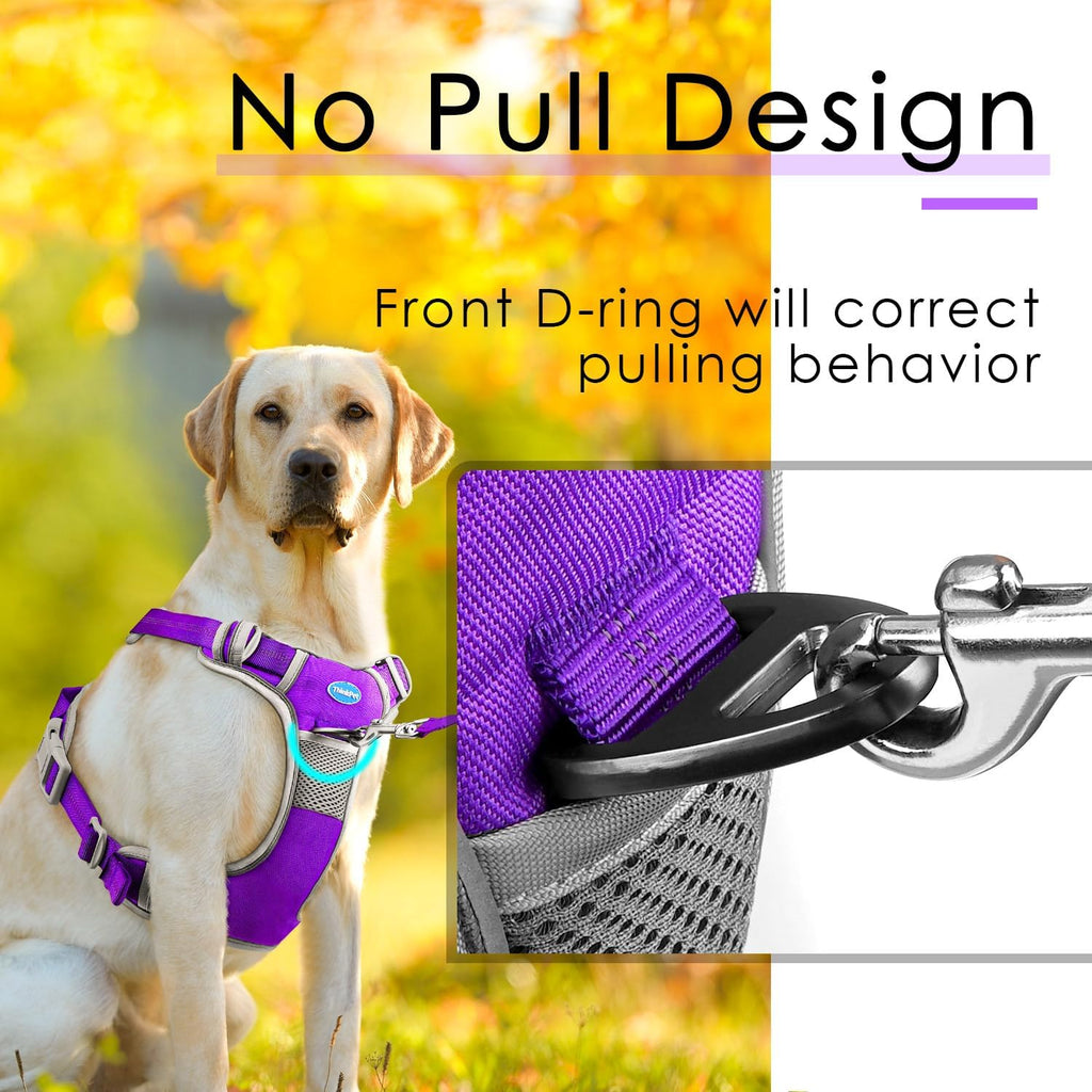 ThinkPet dog harness back view with leash attachment