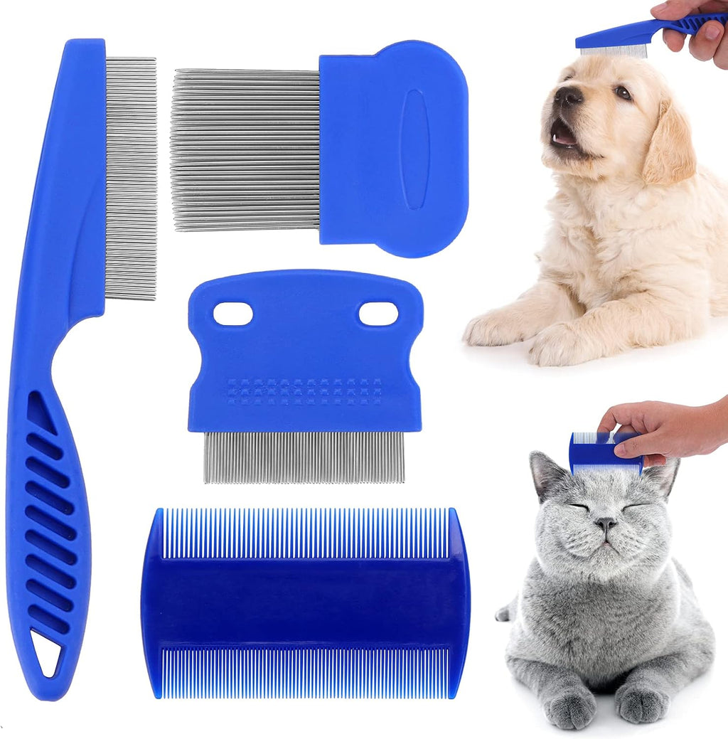 Molain Cat Dog Flea Comb, Pet Tear Stain Remover Comb Set Pet Dog Cat Grooming Comb (4 Pieces) - Image 1