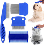 Molain Cat Dog Flea Comb, Pet Tear Stain Remover Comb Set Pet Dog Cat Grooming Comb (4 Pieces) - Image 1