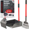 Pawler metal pooper scooper set front view for heavy duty dog waste cleanup.