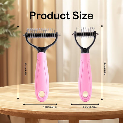 Premium imported pet deshedding brush package contents with blue handle