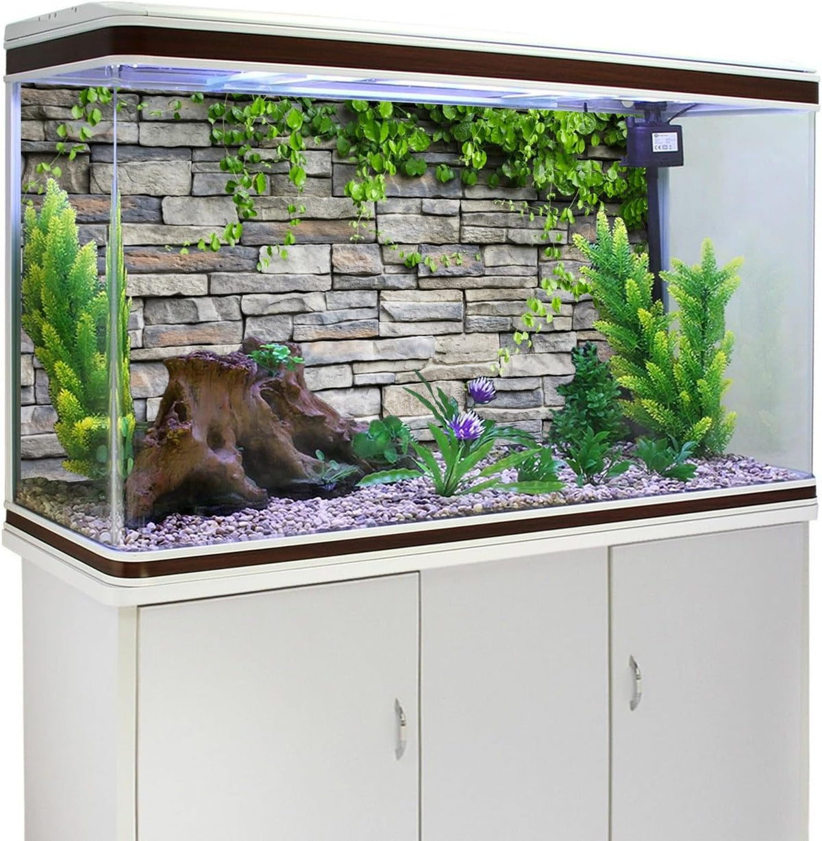 AWERT 36x18 Inches reptile habitat background applied to the rear glass of an enclosure