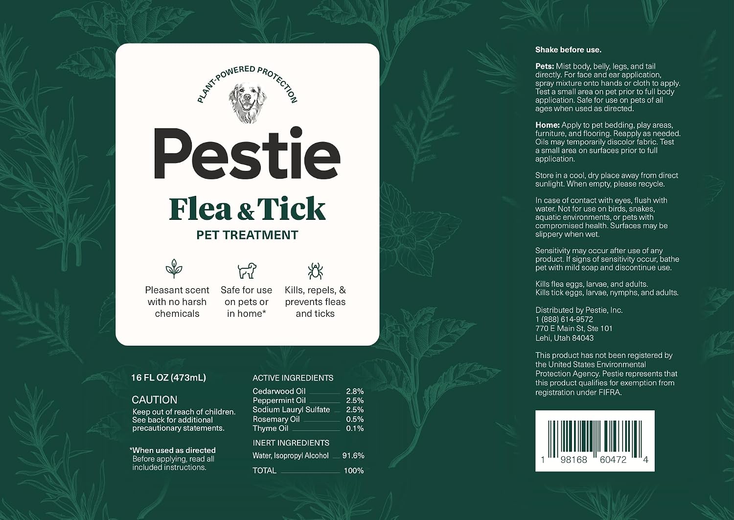 Pestie flea and tick treatment for dogs and cats bottle