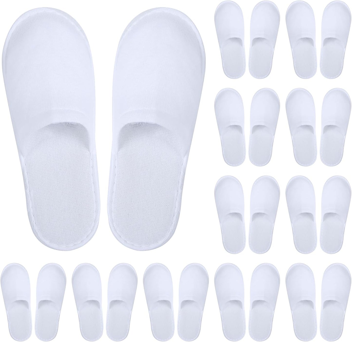 Aneco 12 Pairs Disposable Spa Slippers front view showing the fluffy white closed toe design and premium velvet upper fabric