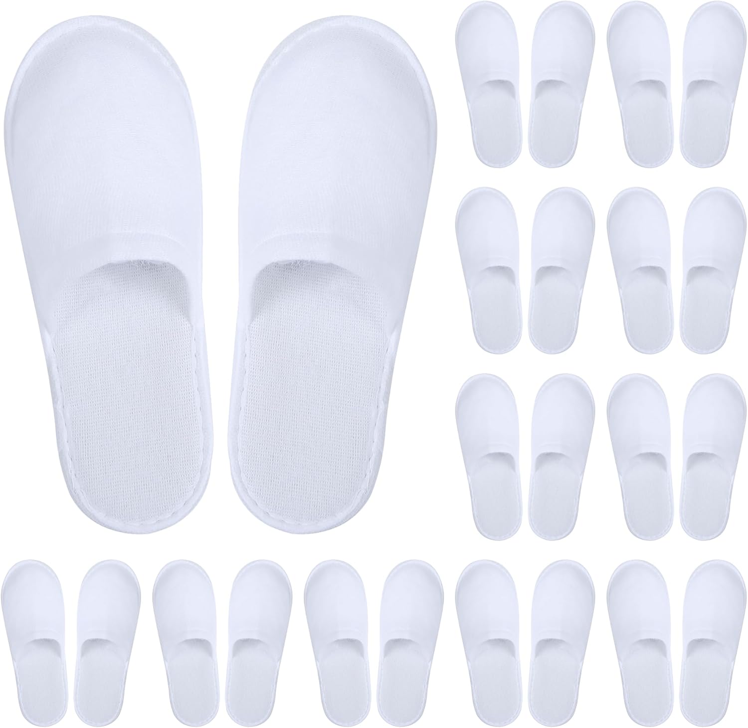 Aneco 12 Pairs Disposable Spa Slippers front view showing the fluffy white closed toe design and premium velvet upper fabric