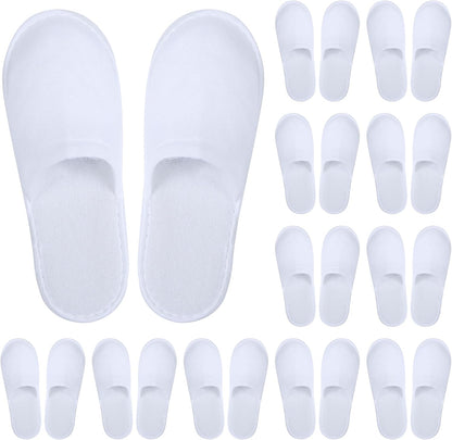 Aneco 12 Pairs Disposable Spa Slippers front view showing the fluffy white closed toe design and premium velvet upper fabric