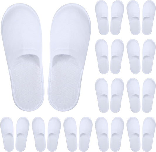 Aneco 12 Pairs Disposable Spa Slippers front view showing the fluffy white closed toe design and premium velvet upper fabric
